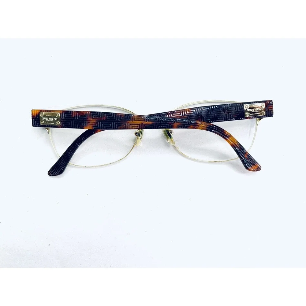 Versace Black Gold Metal Wayfarer Glasses Tortoise Temple MOD 1222 53 17 140